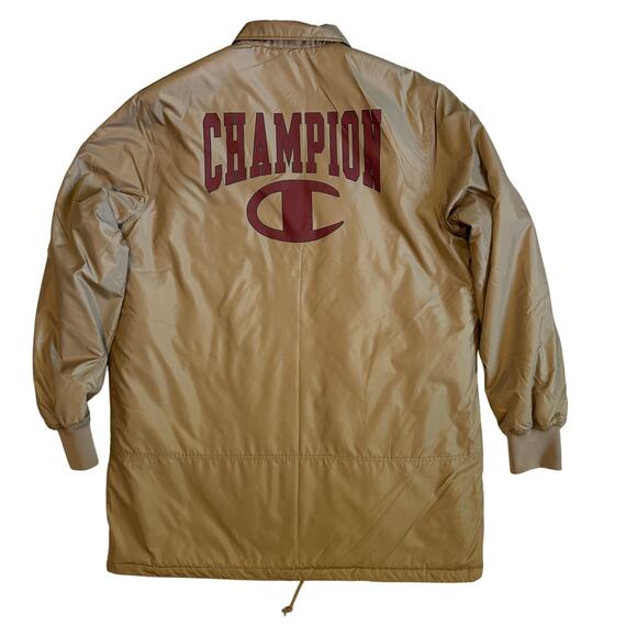 Champion Big C Coaches Jacket Men’s Large Tan with Burgundy Logo - Picture 3 of 14